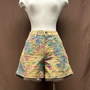 Floral canvas shorts